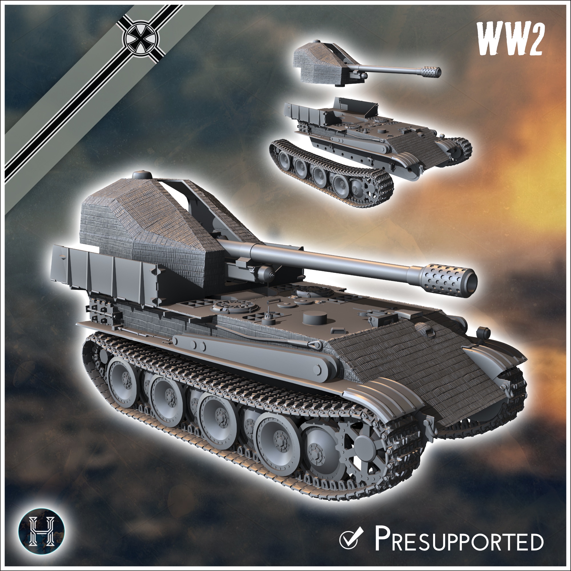Panzer V 128 mm SPG Grille 12 (K) - Germany Eastern Western Front Normandy Italy Berlin Bulge WWII